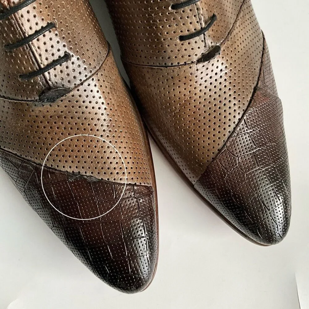 Melvin & Hamilton Leather Patchwork Point-toe Oxfords Brown Men 46